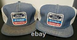 2x Ford New Holland K-Products Denim Mesh Snapback Trucker Hats, Patch Caps USA