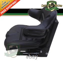 Black Universal Tractor Seat With Full Suspension and Adjustable Angle Base