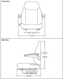 Fits Ford/New Holland Tractor Seat Assembly withArms Gray Vinyl