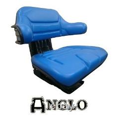 Tractor Seat Sprung Armrest Comfy Backrest Suspension Ford New Holland Blue