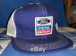 Vintage Ford New Holland K Products Mesh Trucker SnapBack Hat Cap Patch USA