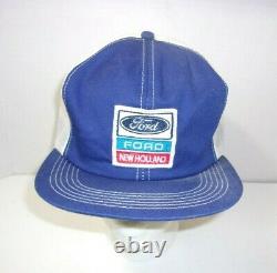 Vintage Ford New Holland K Products Mesh Trucker Snapback Hat Cap Patch USA