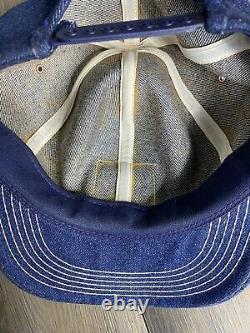 Vintage Ford New Holland Patch K Brand Blue Denim Snap Back Trucker Hat Cap USA