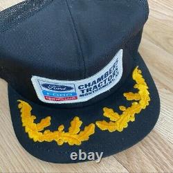 Vintage Ford New Holland Snap Back Hat Mens K-Products Patch Embroidered Truck